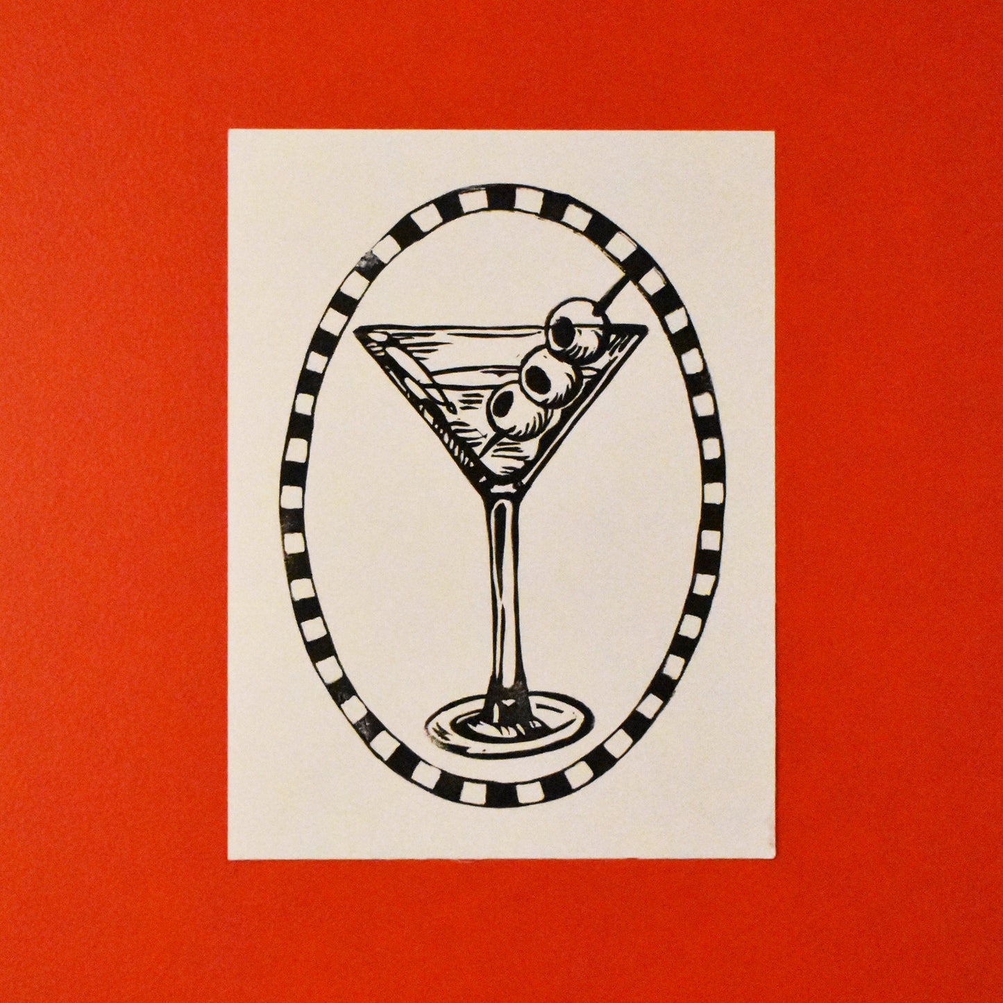 extra dirty - checkered frame - single linoleum print
