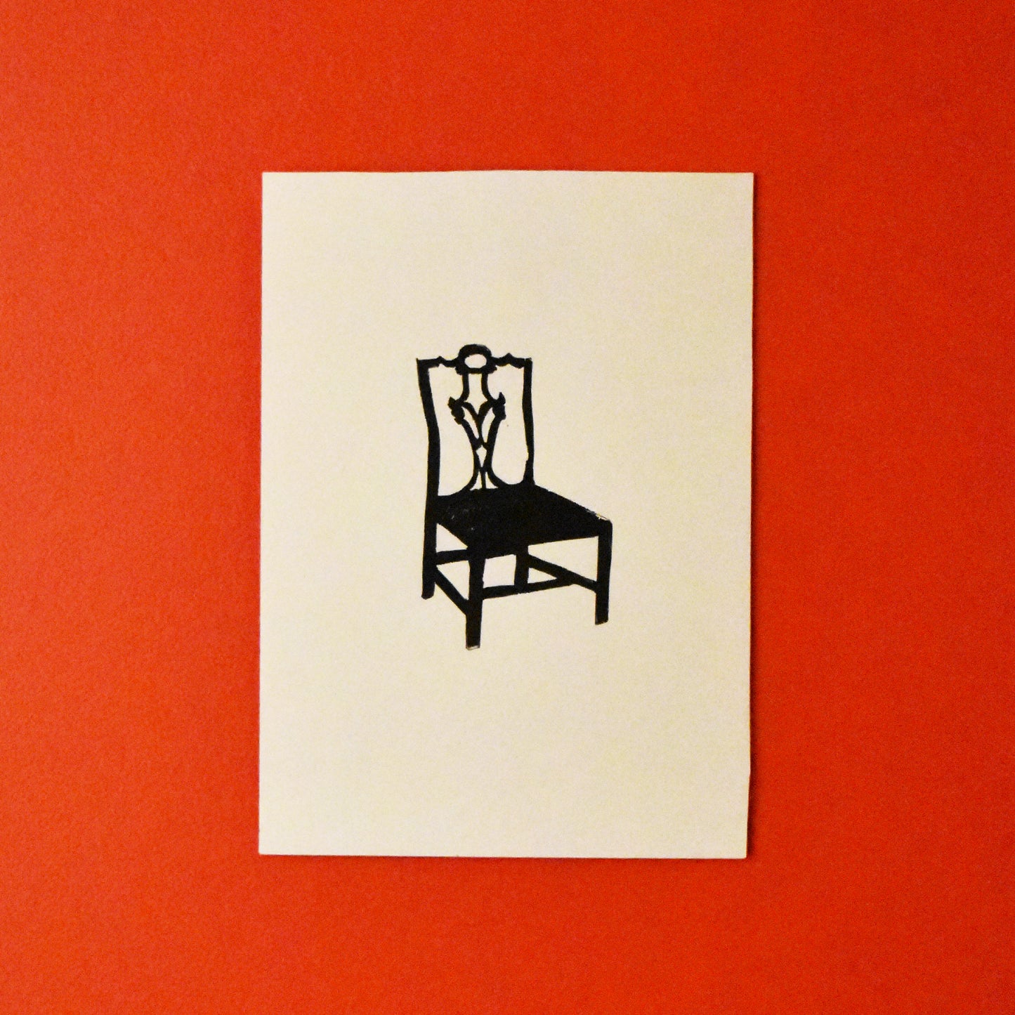 grab a chair - single linoleum print on ivory