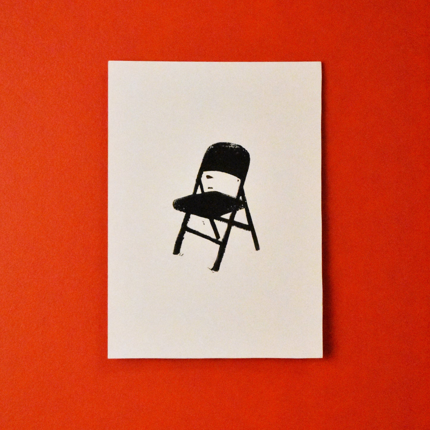 grab a chair - single linoleum print on white