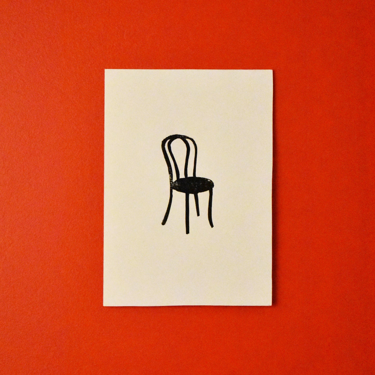 grab a chair - single linoleum print on ivory