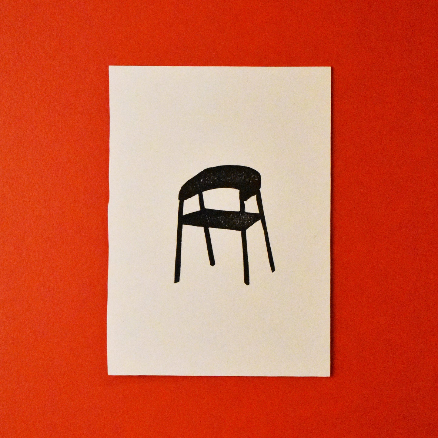 grab a chair - single linoleum print on white